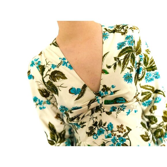 Vtg Shannon Mclean Silk dresses butterflies 3/4 sleeves pulled v-neck lined Size - Picture 3 of 14